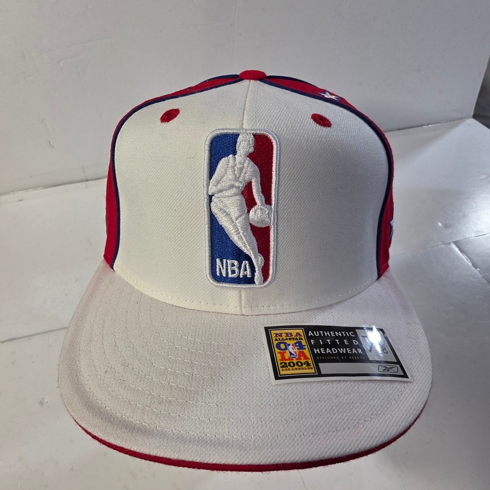 Reebok NBA All Star Game 2004 Los Angeles West Fitted Hat 7 1/8 White Red T346K